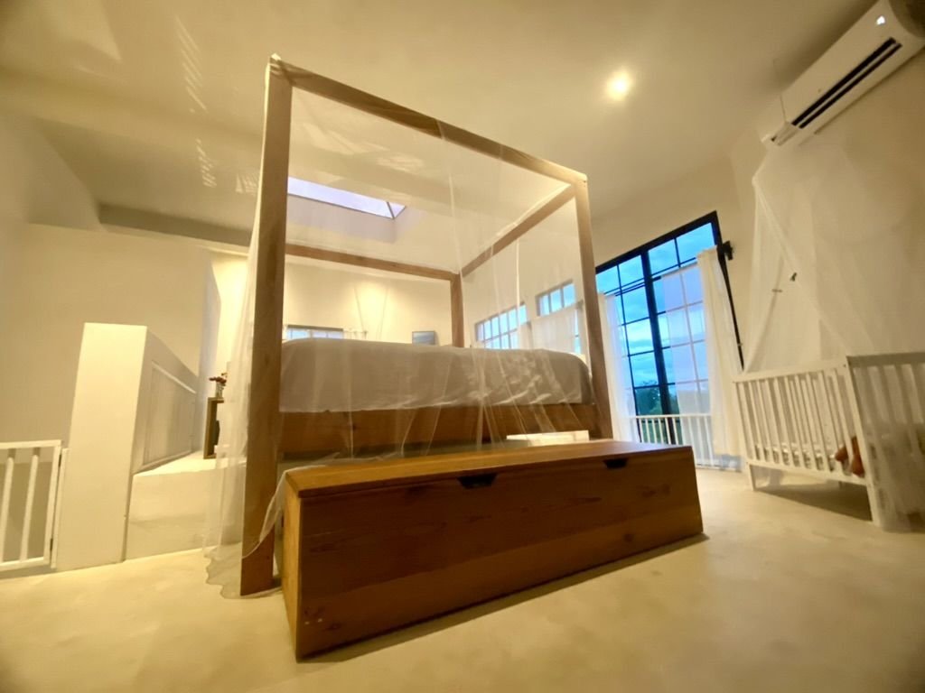 Canopy bed in the villa at Rancho Verde Tulum